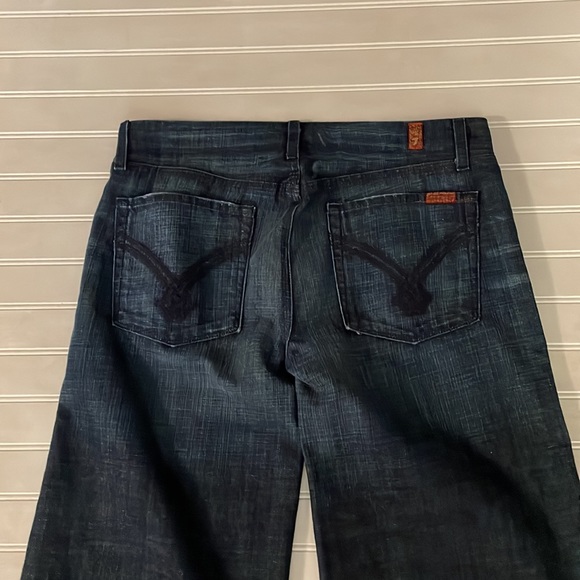 7 for All Mankind Camilla Wide Leg/Gaucho/Crop Jeans in Dark Seville - Picture 13 of 16